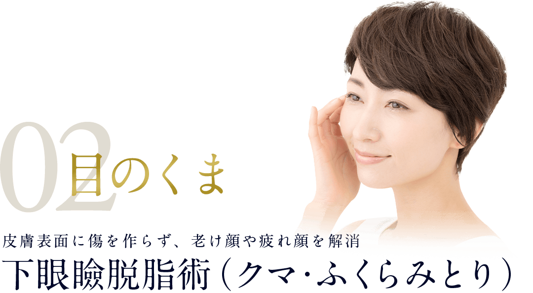 皮膚表面に傷を作らず、老け顔や疲れ顔を解消。下眼瞼脱脂術（クマ・ふくらみとり）