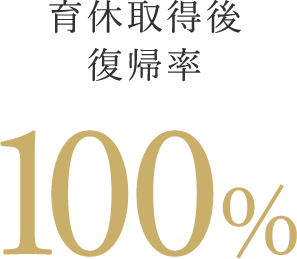 育休取得後復帰率100%