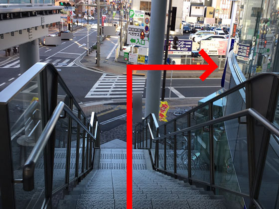 目の前の信号を渡り右へ